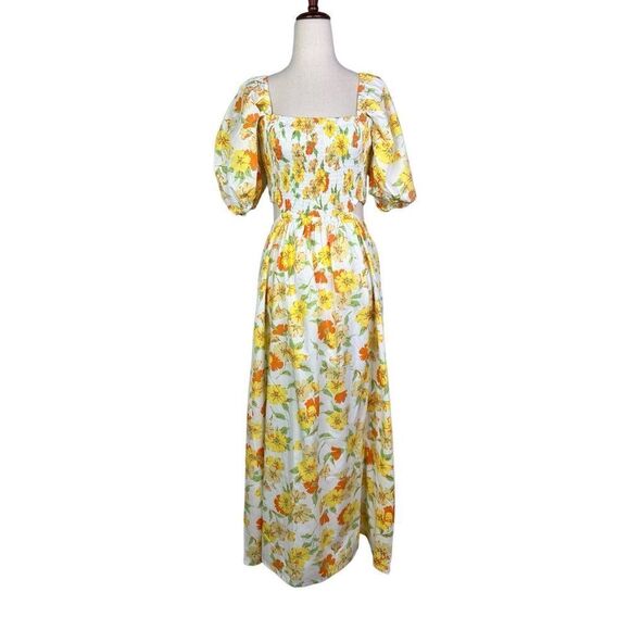 Faithfull the brand dress women’s size 4 Loucetta white yellow orange floral new - Picture 1 of 14